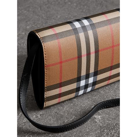 burberry vintage check and leather wallet with detachable strap|burberry men's wallet money clip.